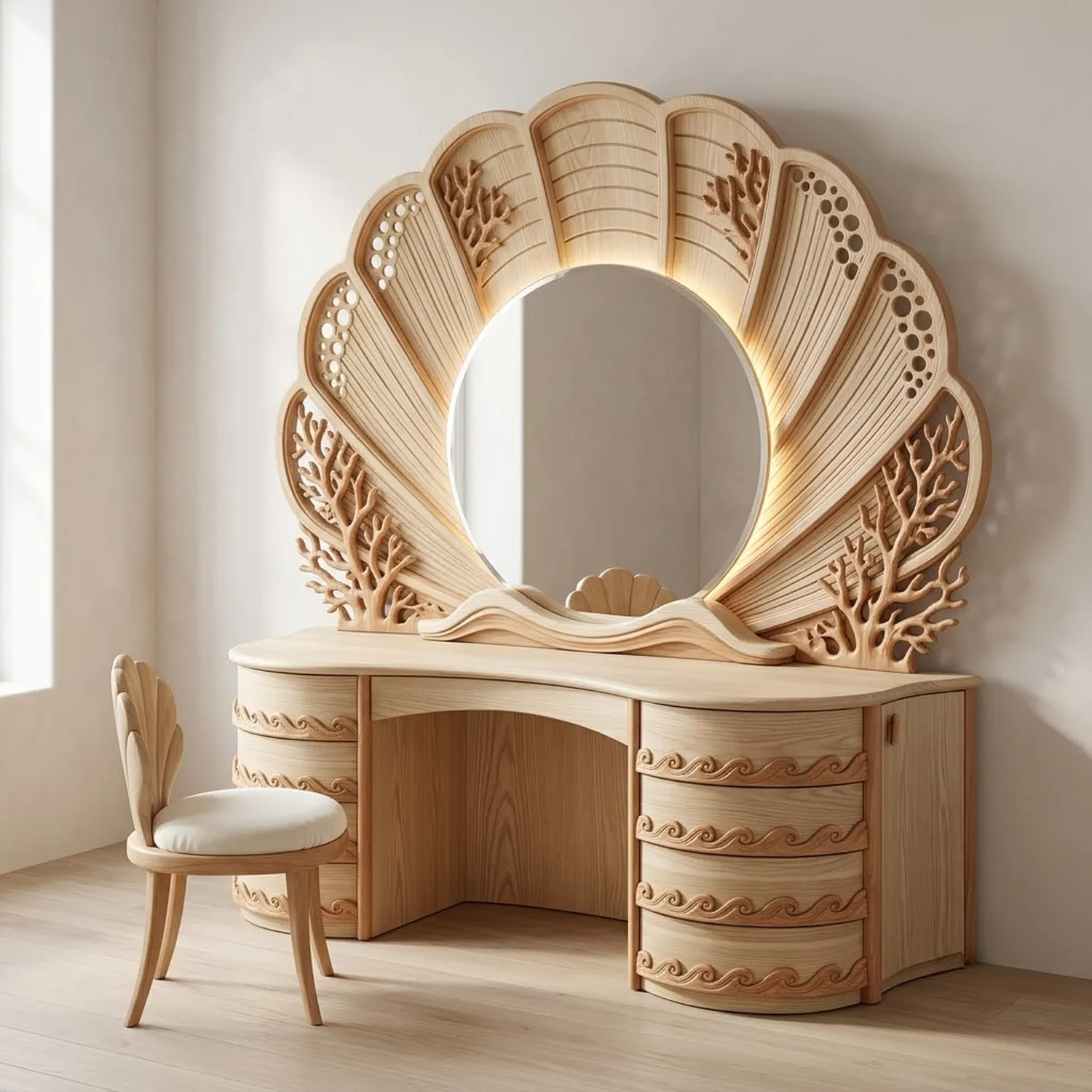 Wood Cancer Vanity Table Water Sign Astrological Cozy Room Styling