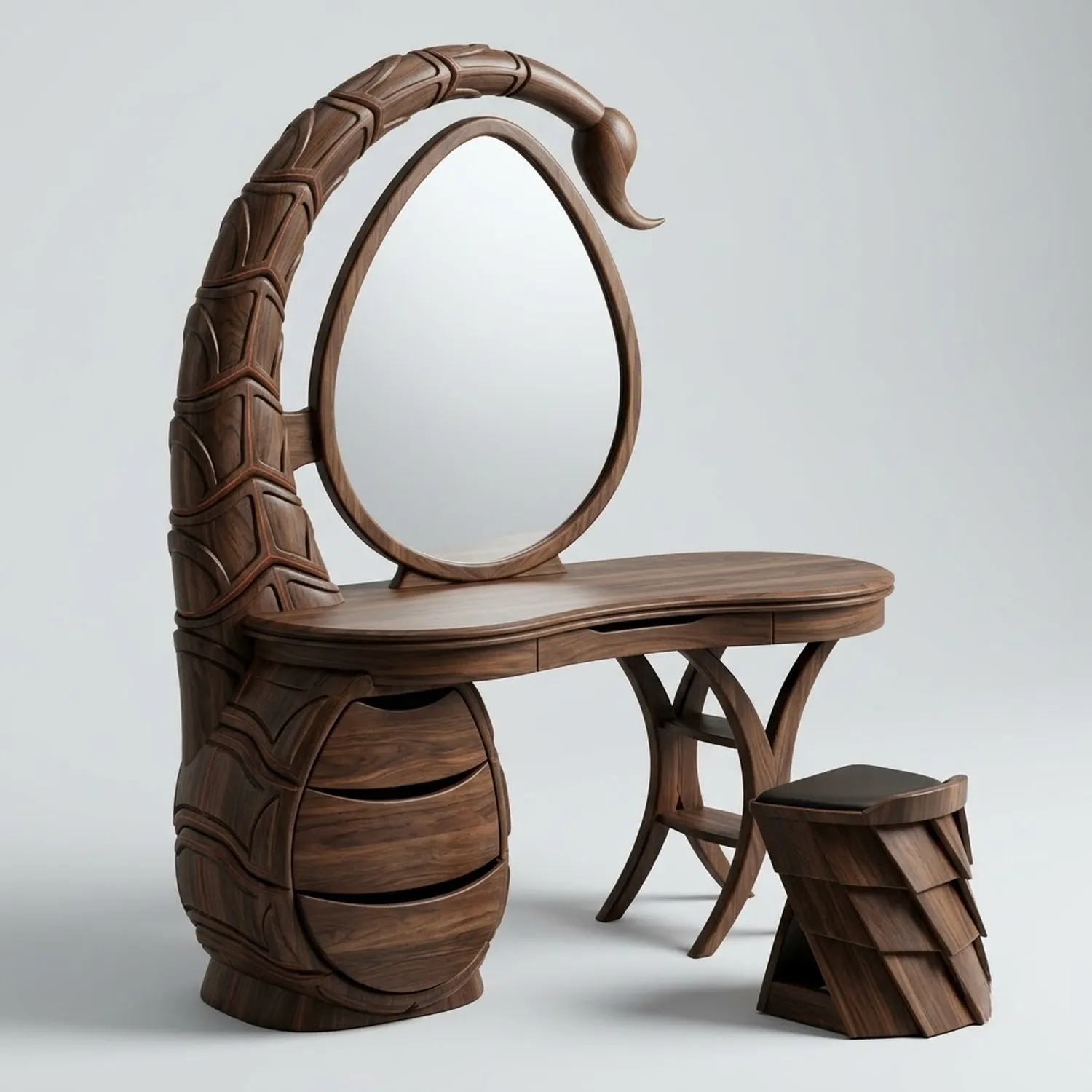 Wood Scorpio Vanity Table Intense Water Sign Astrological Modern Styling